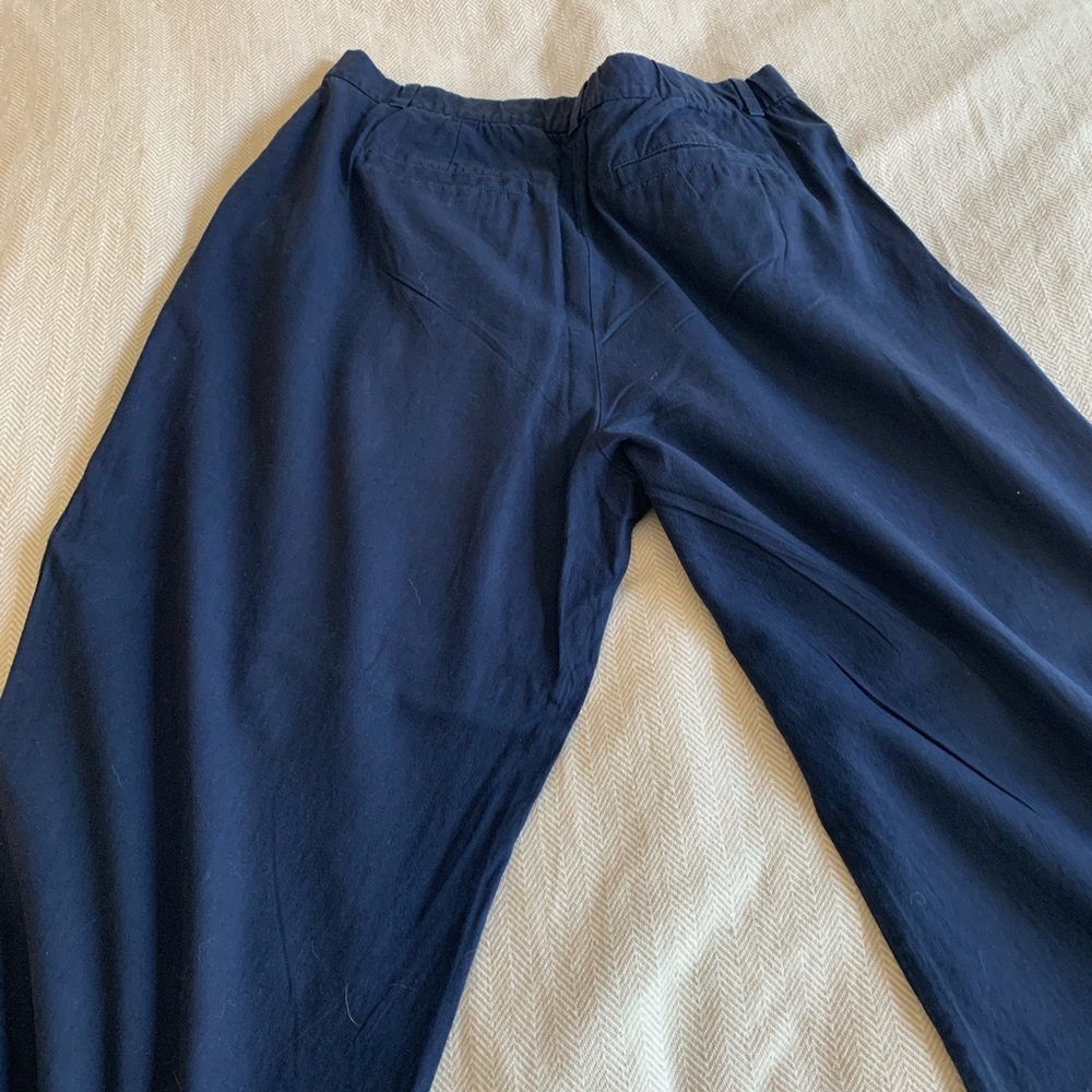 GAP 365 High Rise Wide-Leg Linen Blend Trouser Pants Navy - Picture 7 of 7